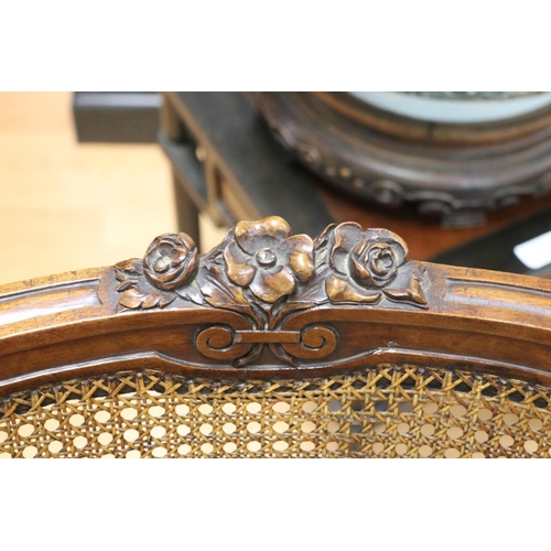59 - Pair of good quality early 20th century Louis XVI style carved walnut Bergere tub arms chairs (2)