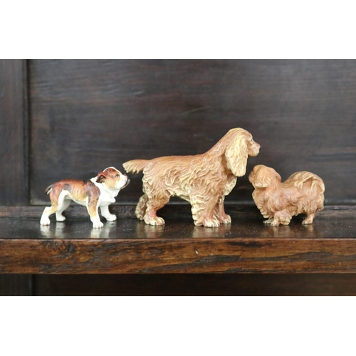 113 - Three cold painted bronze dogs - bulldog, King Charles Spaniel, unmarked, possibly Austrian, approx ... 