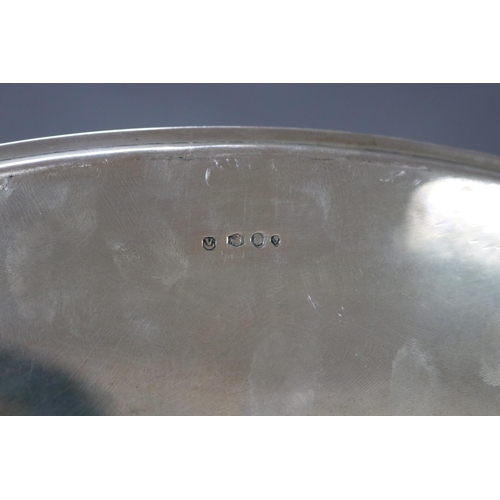 163 - Fine Dutch silver oval pierced rim salver with family crest to centre, Zilverfabriek Voorschoten, c1... 