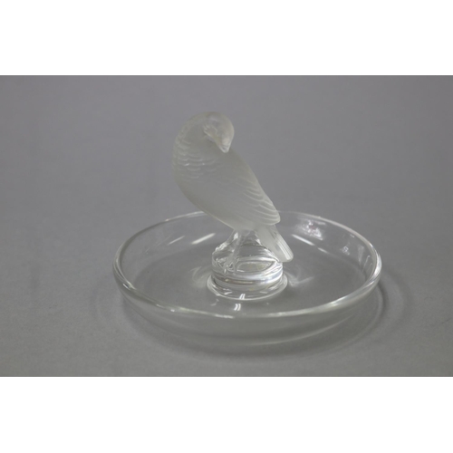 19 - Lalique France frosted clear crystal ring dish, signed to base, approx 7.5cm H x 9cm Dia