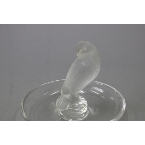 19 - Lalique France frosted clear crystal ring dish, signed to base, approx 7.5cm H x 9cm Dia