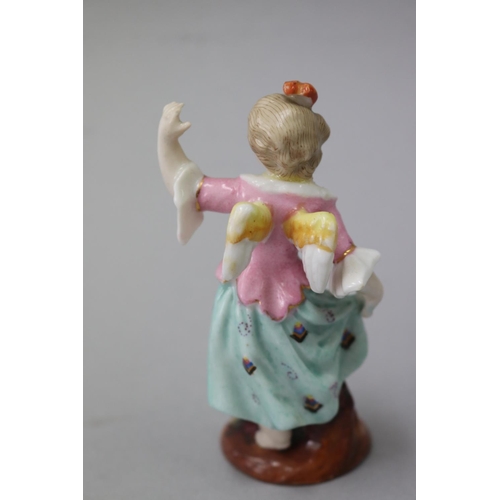 24 - Pair of German porcelain winged figures of young boy and girl marked for Augustus rex, approx 9cm H ... 