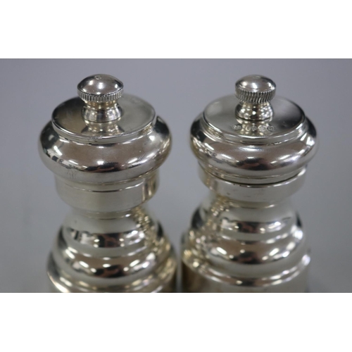 246 - Hallmarked sterling silver pepper and salt grinders, London, each approx 8cm H (2)