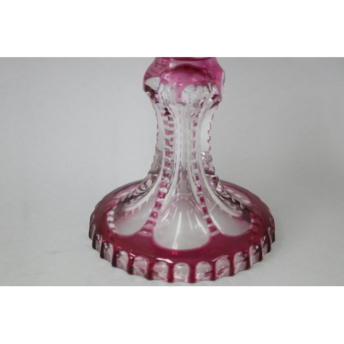 25 - Fine ruby flashed and cut crystal lidded vase with central engraved cartouche, VUN 1823, approx 33cm... 