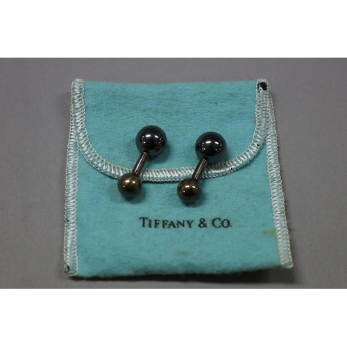 265 - Pair of Tiffany & Co silver barbell design cufflinks