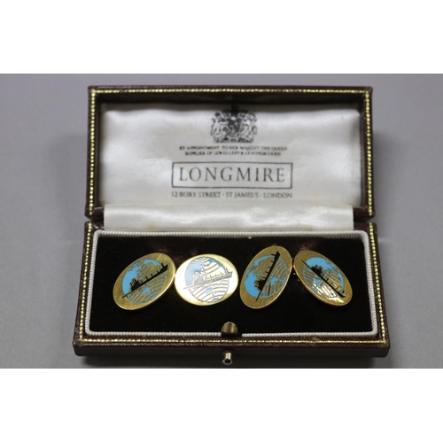 266 - Pair of Paul Longmire 9ct gold and enamel cufflinks in original box