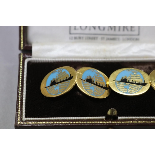 269 - Pair of Paul Longmire 9ct gold and enamel cufflinks, all in an original box