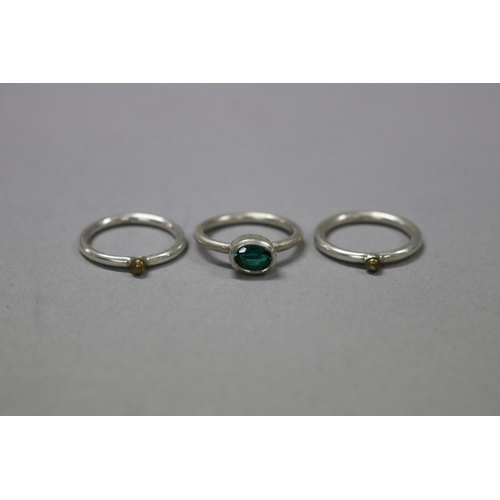 278 - Three brushed sterling silver rings