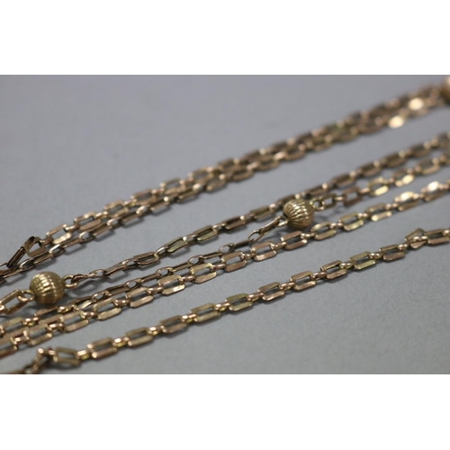 286 - 9ct fancy link languard chain with a tiger eye seal/fob