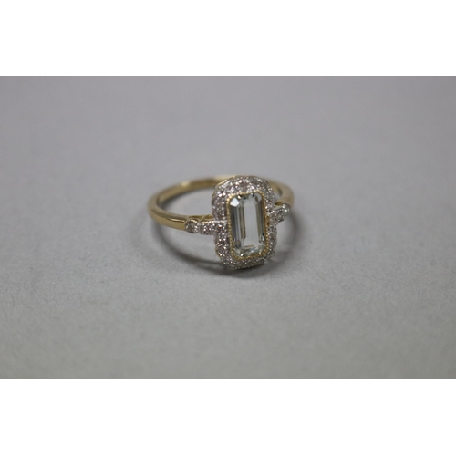 290 - Diamond and aquamarine ring set in 9ct gold