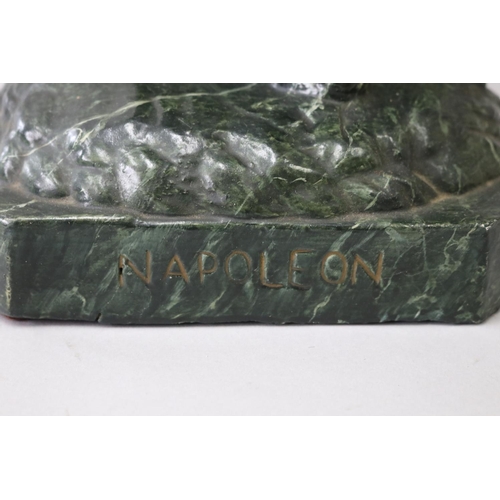 32 - Napoleon figure, cast plaster, faux green marble painted finish, approx 65cm H