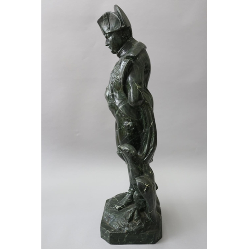 32 - Napoleon figure, cast plaster, faux green marble painted finish, approx 65cm H