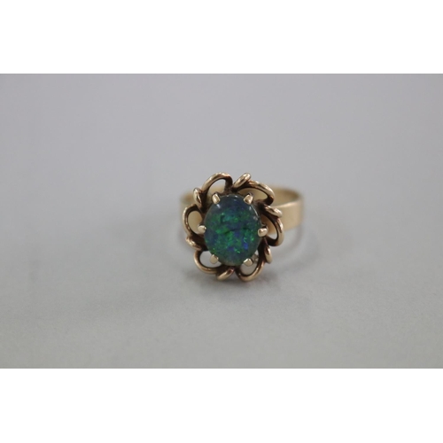 320 - SHOULD READ - 9ct gold and triplet black opal ring