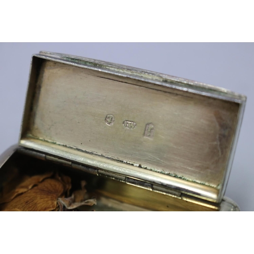 39 - Antique English Georgian Sterling silver snuff box, lattice work engraving, marked for Birmingham, 1... 