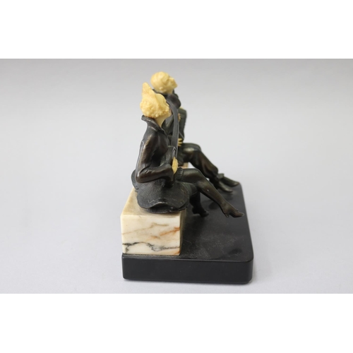 47 - Art Deco bronze figure group, approx 16cm H x 16cm L x 10cm D