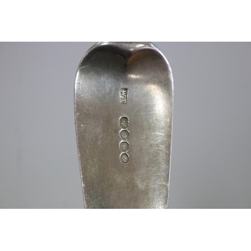 62 - Antique Georgian sterling silver soup ladle, marked for London 1834 - fiddle pattern, approx 215 gra... 