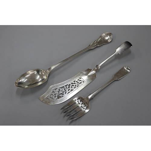 63 - Large antique Victorian Sterling serving spoon, marked for Birmingham - 1859 by Elkington and Co, al... 