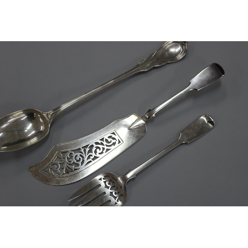 63 - Large antique Victorian Sterling serving spoon, marked for Birmingham - 1859 by Elkington and Co, al... 