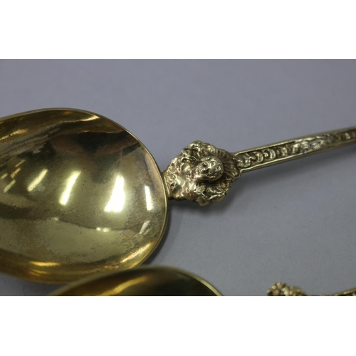 7 - Pair of antique European gilt washed apostle spoons c 1880-1910(2)