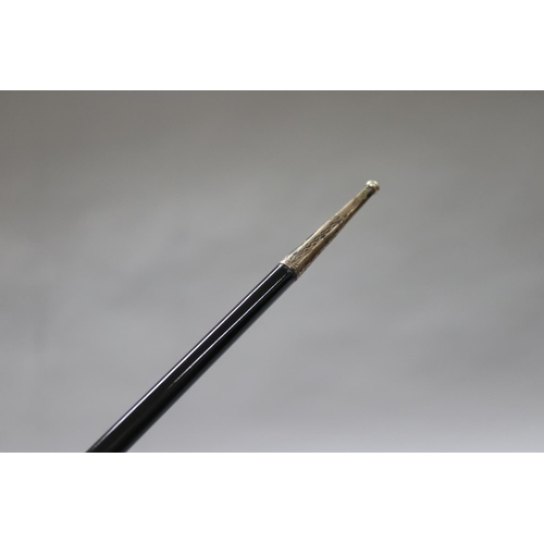 78 - Fine quality silver mounted dandy stick, ebonized shaft, approx 76cm L