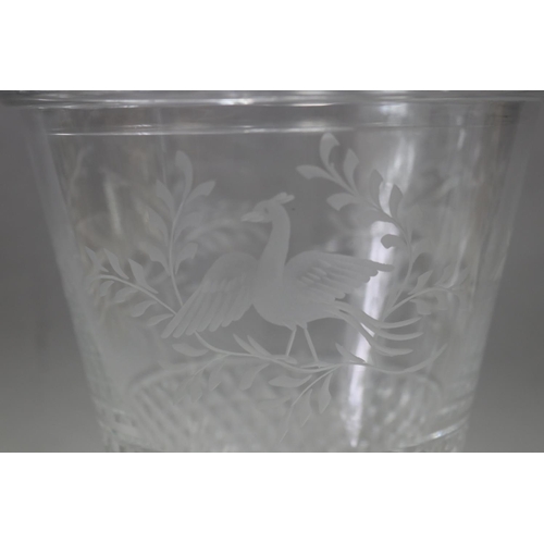 8 - Fine cut crystal lidded vase of baluster shape - wheel cut decoration of Ho Ho birds and foliage, si... 