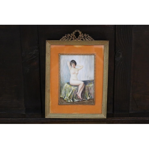 89 - Unknown nude study, miniature, approx 16cm x 11cm