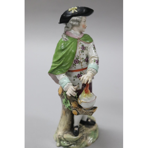 91 - Antique Vienna porcelain figure of a gent with a braizer, along with with a German porcelain figure ... 