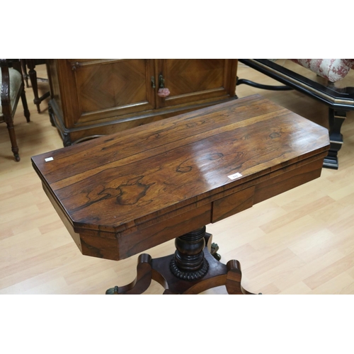 115 - Antique Regency rosewood fold over games table, approx 77cm H x 91cm L x 45cm D