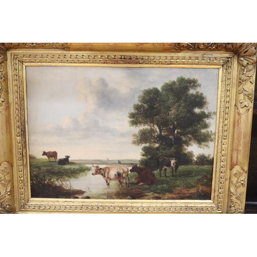 139 - After T S Cooper, oil on board, signed & dated lower right, good antique 19th century frame, approx ... 
