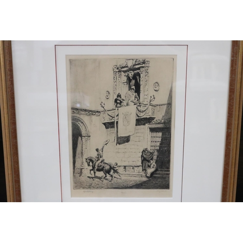 142 - Lionel Arthur Lindsey (1874 - 1961) Australia - Spain, drypoint etching, signed lower left, approx 3... 