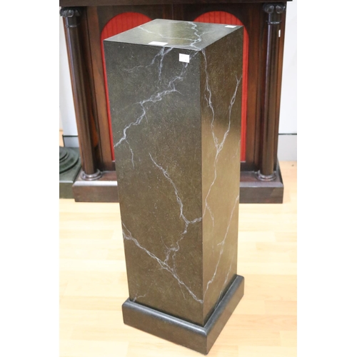 161 - Faux marble painted square pedestal, approx 84cm H
