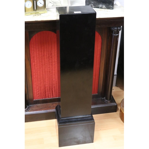 193 - Modern rectangular black painted pedestal with stepped base, approx 100cm H