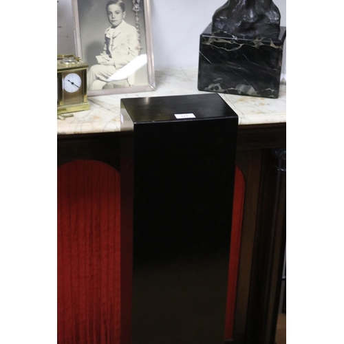 193 - Modern rectangular black painted pedestal with stepped base, approx 100cm H