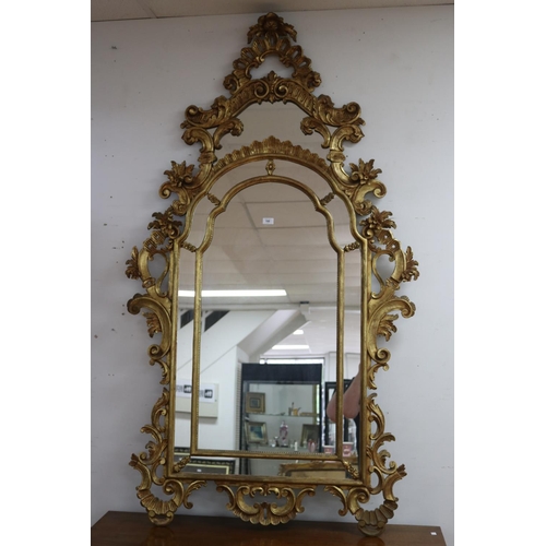 195 - Antique style giltwood rococo revival mirror, approx 190cm H x 91cm W