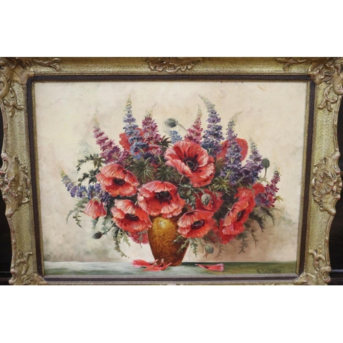 206 - W. Berghauer, Still life flowers, oil on canvas, signed lower right, approx 59cm x 79cm