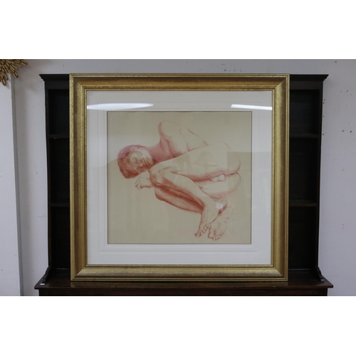 209 - Apolinario Cruz, Young male sleeping, conti drawing, signed lower right, approx 79cm x 70cm