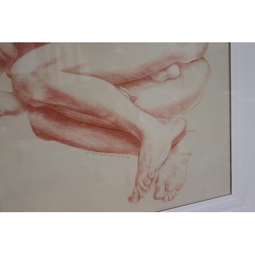 209 - Apolinario Cruz, Young male sleeping, conti drawing, signed lower right, approx 79cm x 70cm