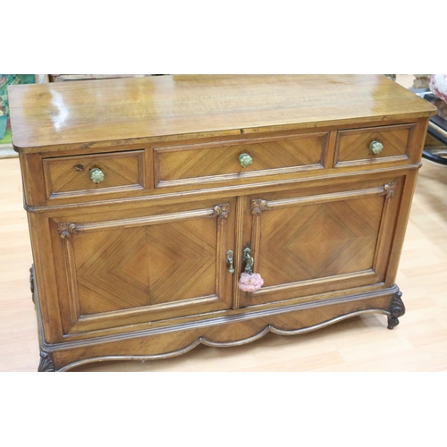 219 - Antique walnut sideboard, fitted with three drawers above, two cupboard doors below, approx 83cm H x... 