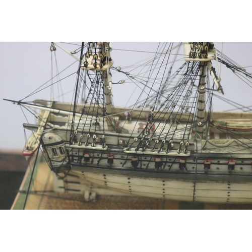 241 - SHOULD READ - A well detailed French prisoner-of-war-style bone and horn model of a 42 gun frigate -... 