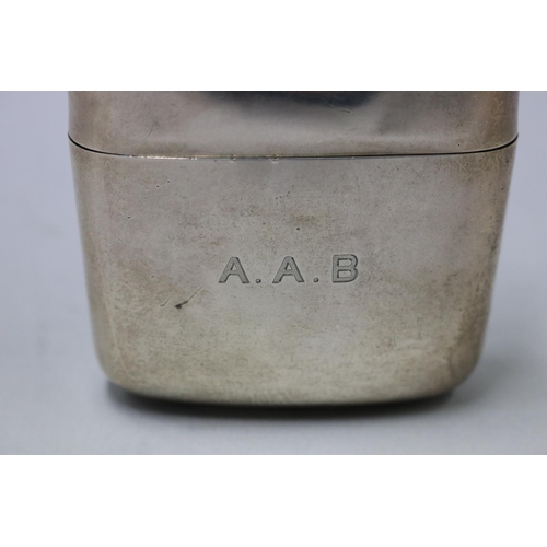 35 - Antique sterling silver hip flask, marked for London, 1914-15, detachable gilt worked cup base, appr... 