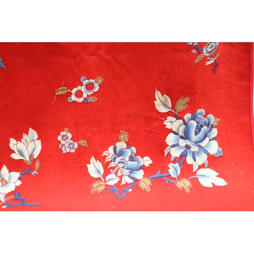 122 - Chinese hanging in wool felt with silk shaded embroidery, approx 142cm x 192cm