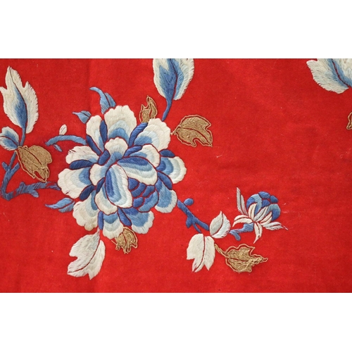 122 - Chinese hanging in wool felt with silk shaded embroidery, approx 142cm x 192cm