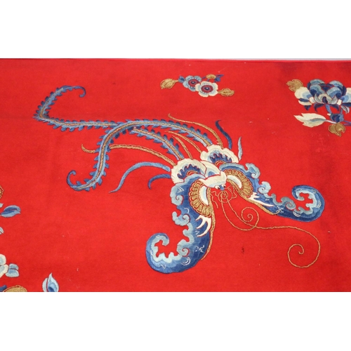 122 - Chinese hanging in wool felt with silk shaded embroidery, approx 142cm x 192cm