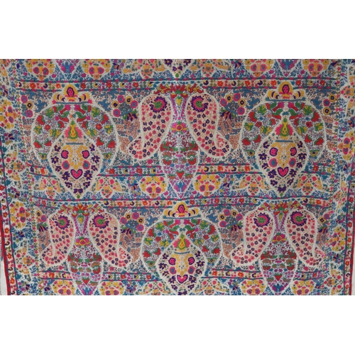 76 - Heirloom Kashmir shawl in finest cashmere and bright intricate design, Excellent example, approx 192... 