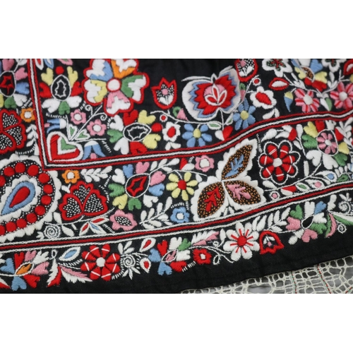 81 - Moravian traditional costume apron, hand embroidery is particularly fine and the design is excellent... 