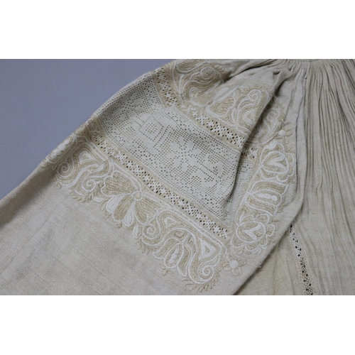 82 - Hand spun / woven and stitched together traditional blouse - probably Moravian (Czech) hand embroide... 
