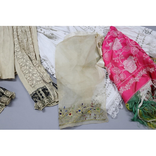 87 - Assortment of items to include - two blouses - one all white. The other cream with fine needlework a... 