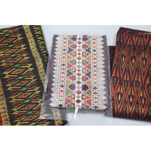 88 - Traditional hand crafted textiles - two in silk, smaller wide braid in cotton, Thailand, purchased B... 