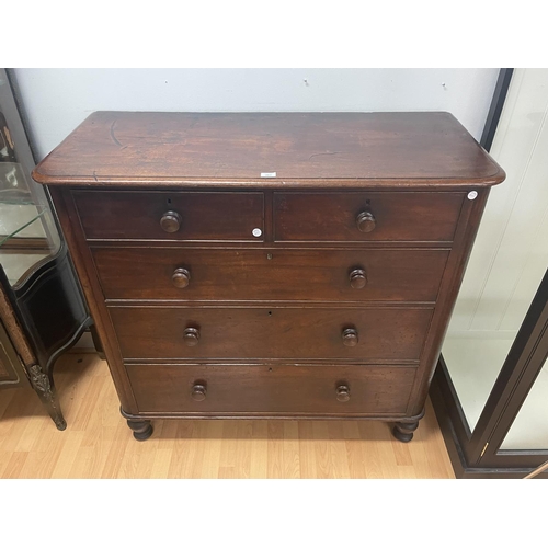 283 - Antique five drawer chest, standing on turned legs, approx 121cm L x 118cm H x 54cm D
(purchased in ... 