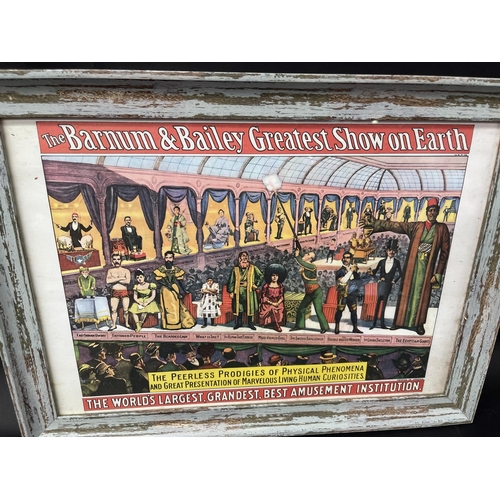 3041 - An original American circus museum poster for Barnum and Bailey Circus - in a later Rustic frame, ap... 
